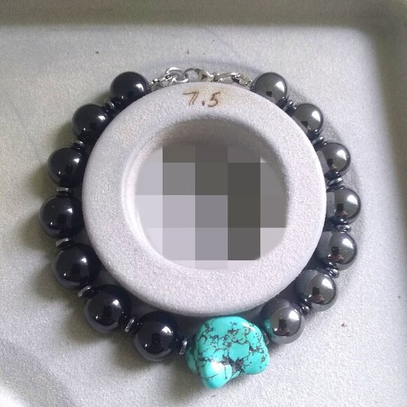 Power Meet Style! Sleek & Sexy Black Jasper, Hematite + Magnesite Men's Bracelet - Picture 5 of 12